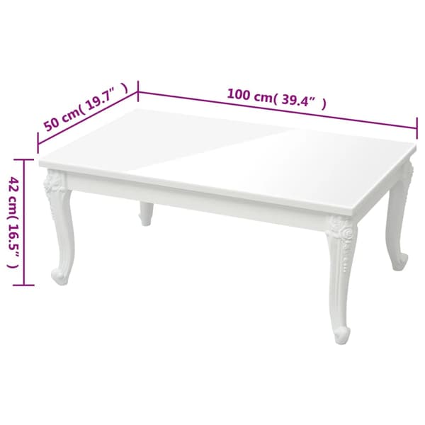 Soffbord vit högglans 100x50x42 cm konstruerat trä