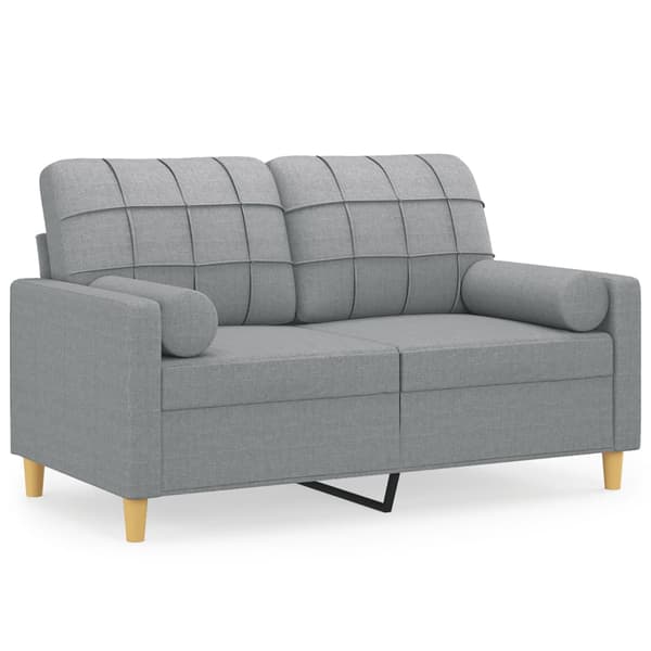 2-sits soffa med prydnadskuddar ljusgrå 120 cm tyg
