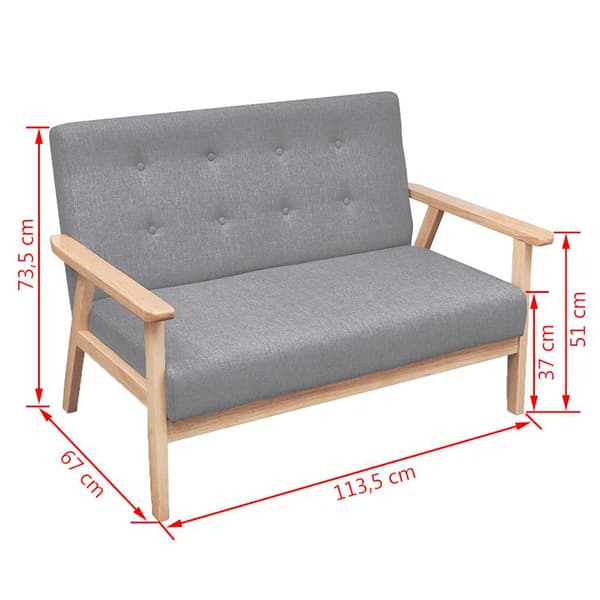 Soffgrupp 2 delar tyg ljusgrå