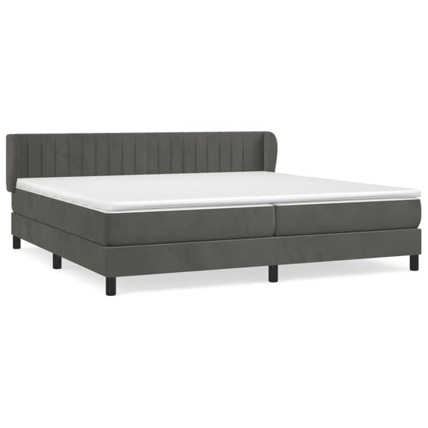 Ramsäng med madrass mörkgrå 200x200 cm sammet