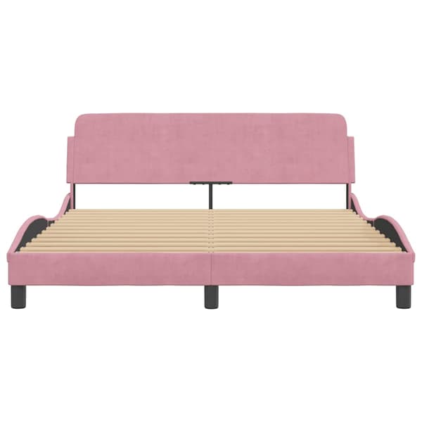 Bed Frame with Headboard "Dover" Pink 160x200 cm Velvet