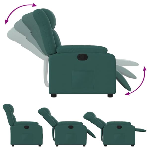 Reclinerfåtölj mörkgrön tyg
