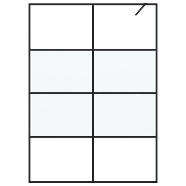 Duschvägg svart 140x195 cm halvfrostat ESG-glas