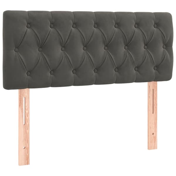 Ramsäng med madrass mörkgrå 90x190 cm sammet