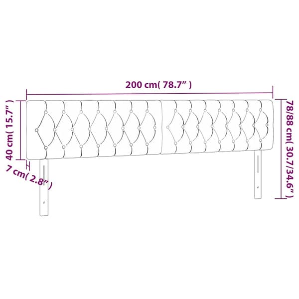 Sänggavel LED blå 200x7x78/88 cm sammet