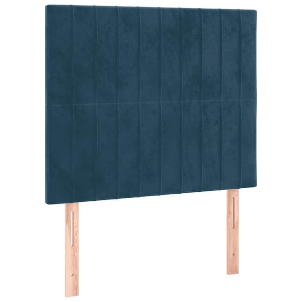 Sänggavel mörkblå 100x5x118/128 cm sammet