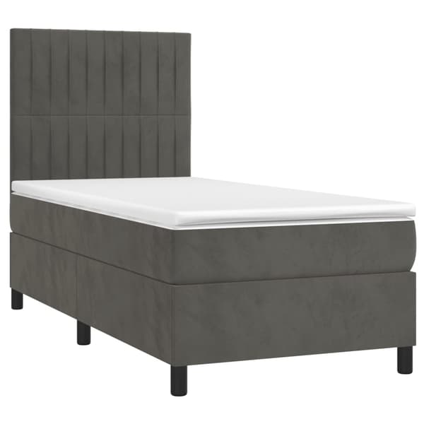 Ramsäng med madrass mörkgrå 90x200 cm sammet