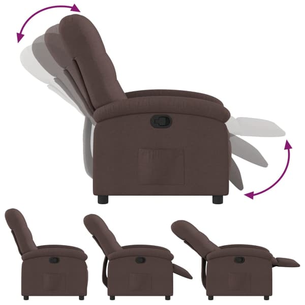 Reclinerfåtölj mörkbrun tyg