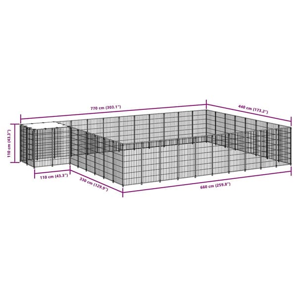 Hundgård svart 30,25 m² stål