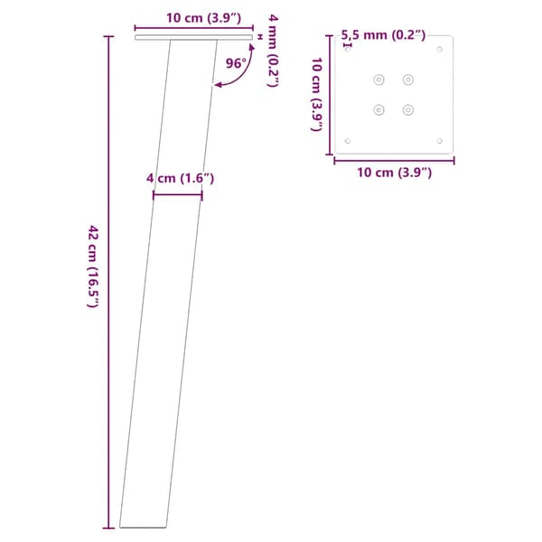 Soffbordsben 4 st antracit 42 cm stål
