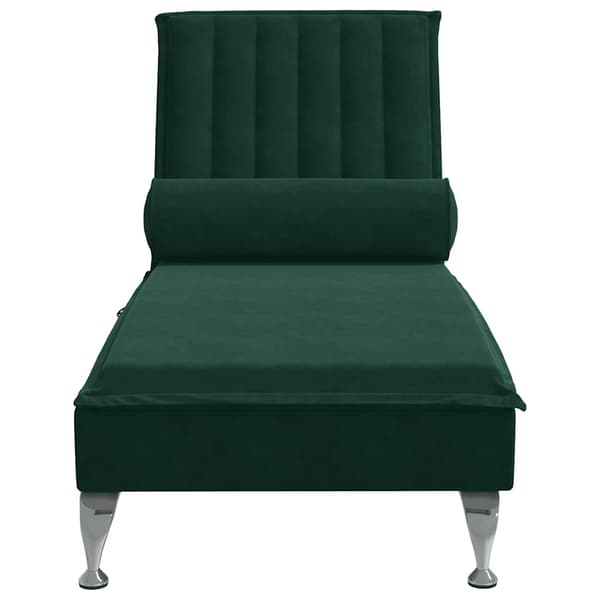 Massageschäslong med bolster mörkgrön sammet