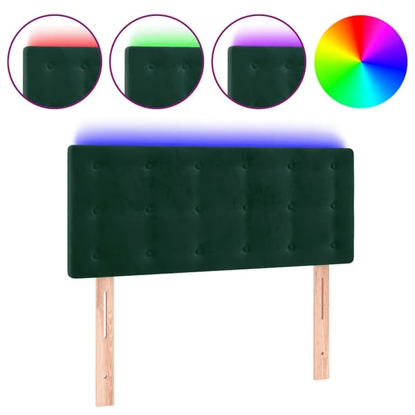 Sänggavel LED mörkgrön 100x5x78/88 cm sammet