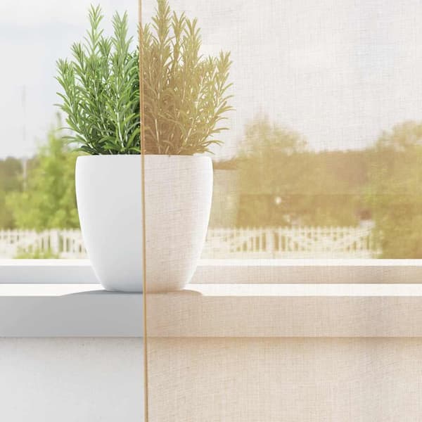 Voile gardiner med stångfickor 2 st sand