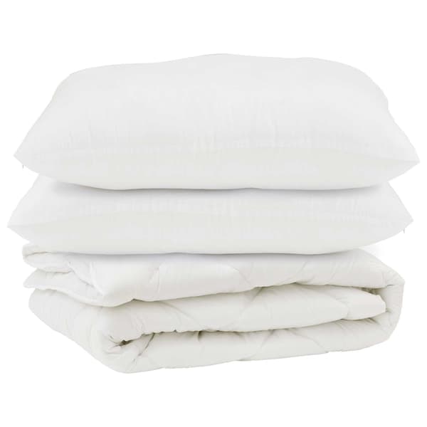 Duntäcke med kudde 3 pcs Vit Mikrofiber