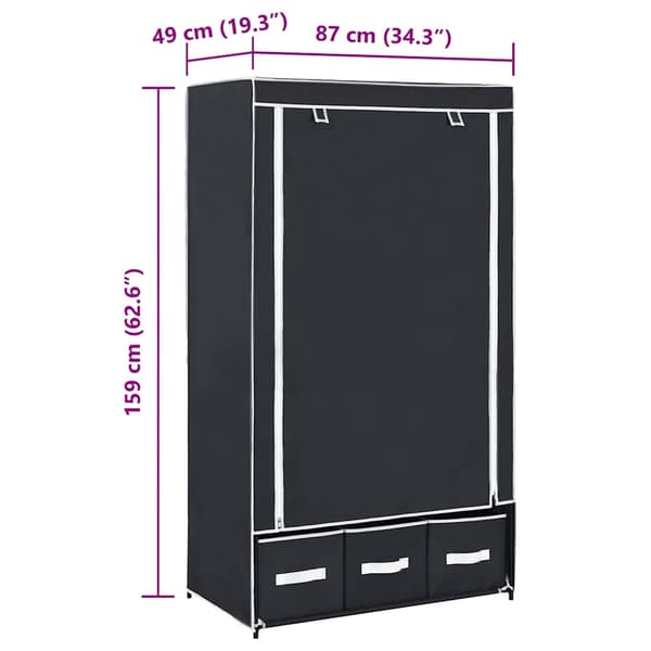 Garderob svart 87x49x159 cm tyg