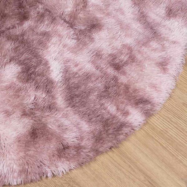 Ryamatta med lång lugg NAVARRA dammig rosa 120x120 cm polyester