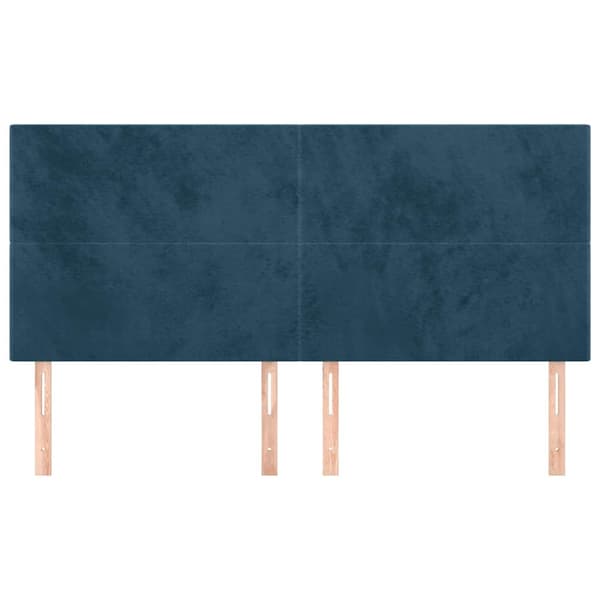 Sänggavel mörkblå 180x5x118/128 cm sammet