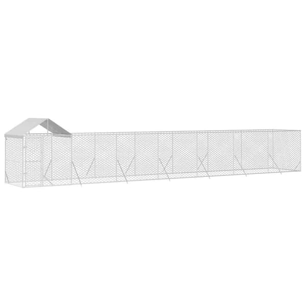 Hundgård med tak silver 14x2x2,5 m galvaniserat stål
