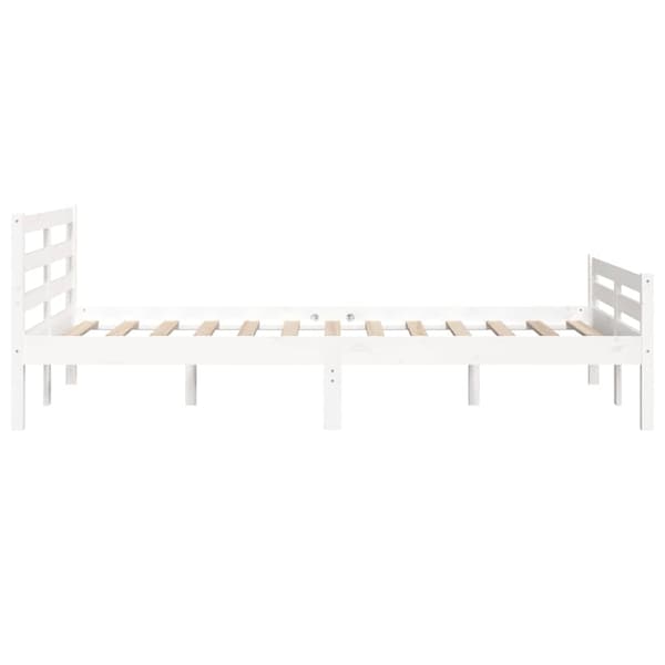 Sängram vit massivt trä 135x190 cm
