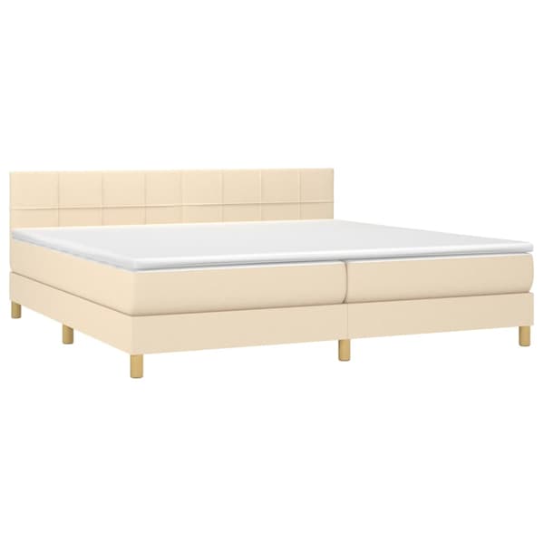 Ramsäng med madrass gräddvit 200x200 cm tyg