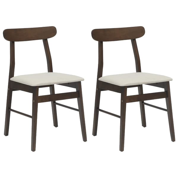 Matstol 2 pcs Mörkbrun, Vit Massiv Gummiträ