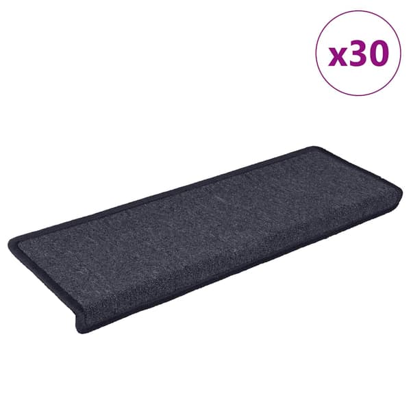 Trappmattor 30 st 65x21x4 cm mörkgrå och blå rektangulär kant