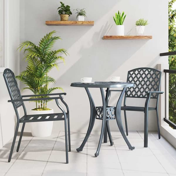 Trädgård Stol 2 pcs Antracit 56 x 65 x 89 cm Stål