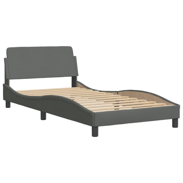 Bed with Mattress "Dover" Dark Grey 100x200 cm Fabric