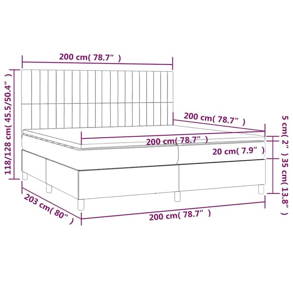 Ramsäng med madrass mörkblå 200x200 cm sammet
