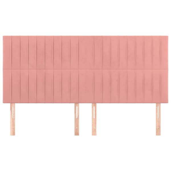 Sänggavel rosa 180x5x118/128 cm sammet