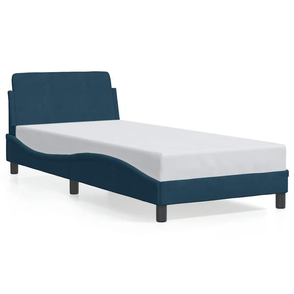 Bed Frame with Headboard "Dover" Blue 80x200 cm Velvet