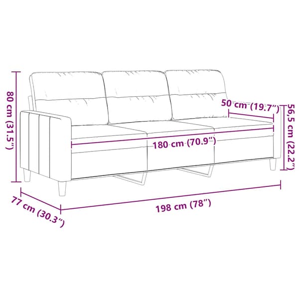 3-sitssoffa brun 180 cm tyg