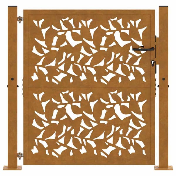 Trädgårdsgrind 100x100 cm väderbeständig stålbladsdesign