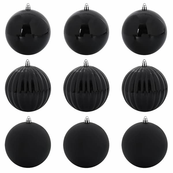 Julkulor Set XL 9 st Svart Ø 15 cm Plast