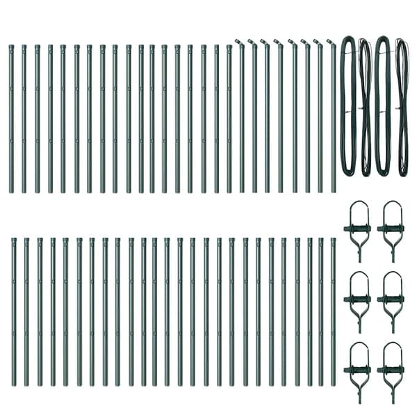 Inbäddad staketpost 52 pcs Grön Pulverlackerat stål