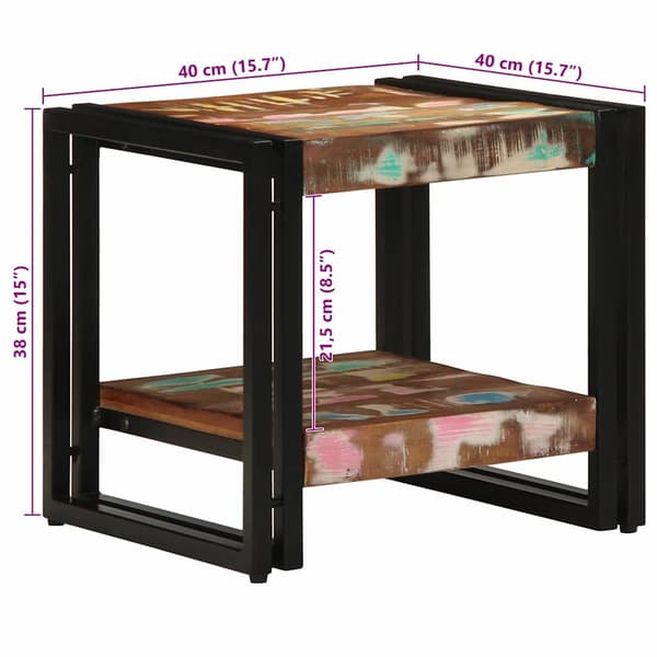 Kaffeebord Flerfärgsdesign 40 x 40 x 38 cm Solid återvunnen trä