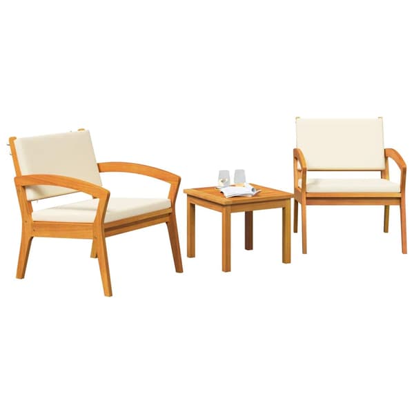 Bistroset med kudde 3 pcs Brun Polyester