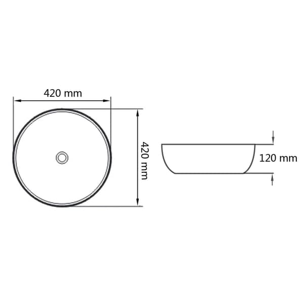 Handfat rund keramik vit 42x12 cm