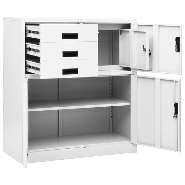 Dokumentskåp vit 90x40x102 cm stål
