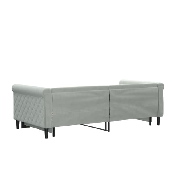 Dagbädd utdragbar ljusgrå 90x190 cm sammet