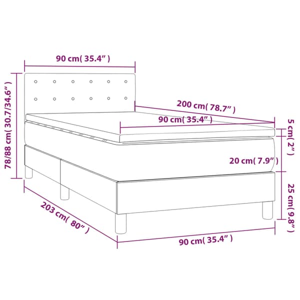 Ramsäng med madrass rosa 90x200 cm sammet