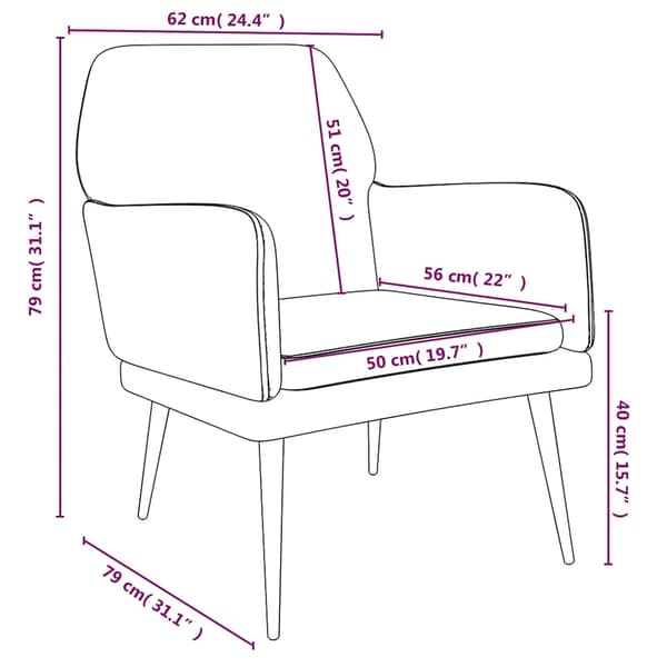 Fåtölj vinröd 62x79x79 cm sammet