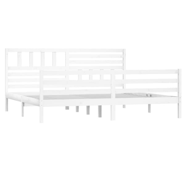 Sängram vit massivt trä 200x200 cm
