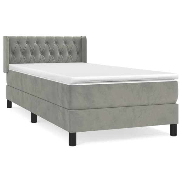 Ramsäng med madrass ljusgrå 100x200 cm sammet