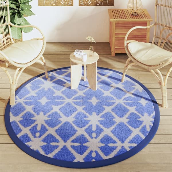 Utomhusmatta ARAKIL blå och vit Ø160 cm PP