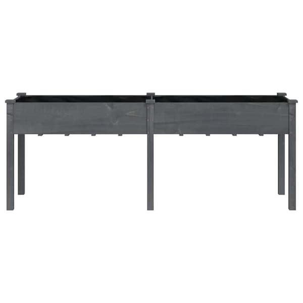 Odlingslåda med foder grå 203x53x76 cm massivt granträ