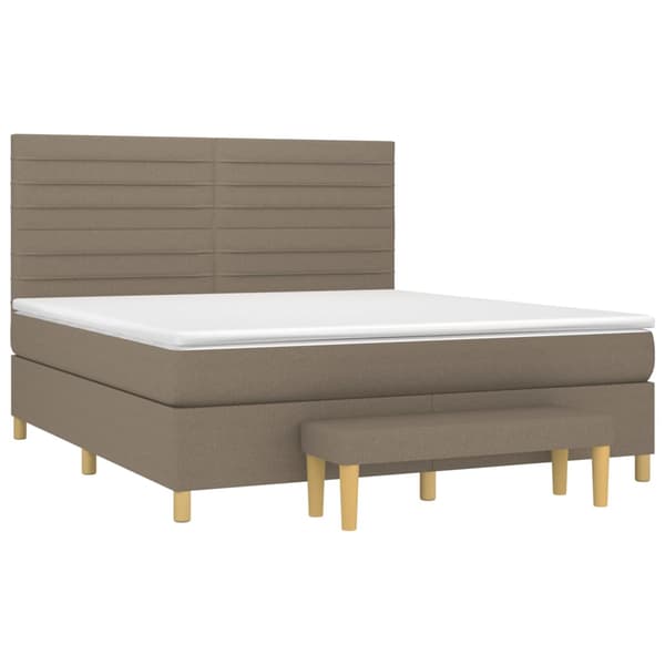 Ramsäng med madrass taupe 180x200 cm tyg