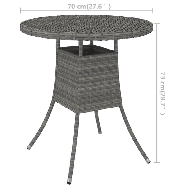 Trädgårdsbord grå 70x70x73 cm konstrotting