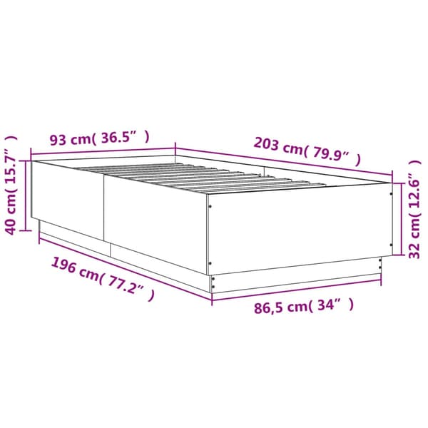 Sängram vit 90x200 cm konstruerat trä