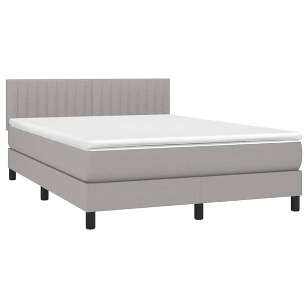 Ramsäng med madrass ljusgrå 140x190 cm tyg